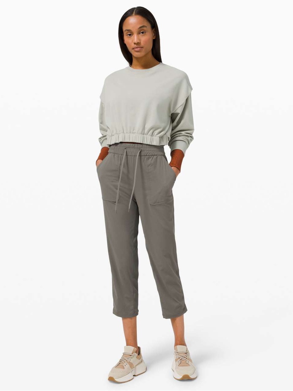Lululemon Beyond the Studio Crop Grey Green Sage W6BJBS size 2